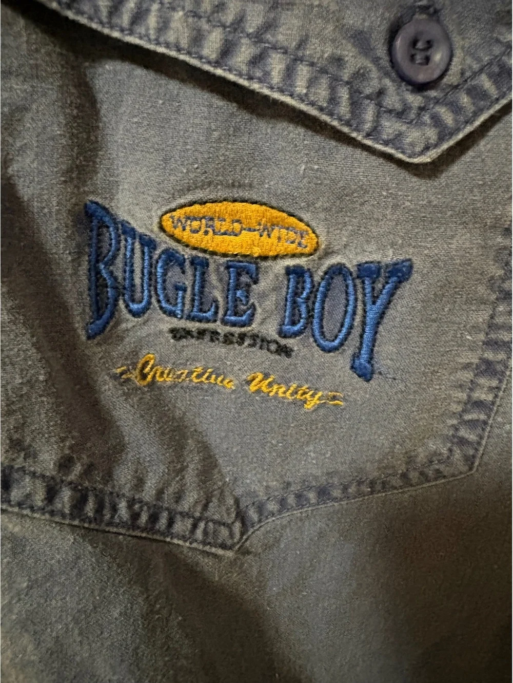 VTG 1990s Bugle Boy Blue Denim Overshirt Heavyweight Jean Jacket Retro Grunge XL